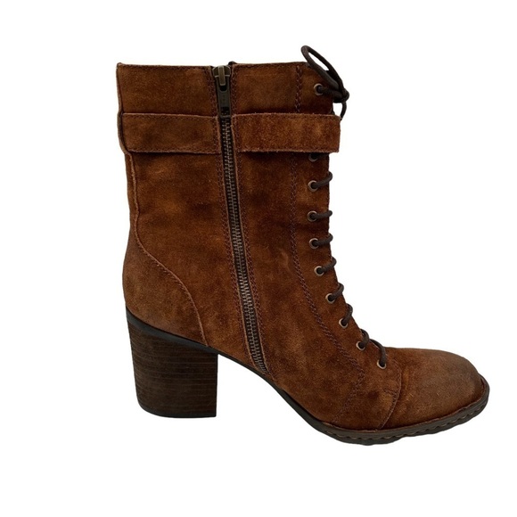 Born Brown Suede Cass Hiking Lace Up Block Heel Boots Size 11 Women's - Picture 8 of 14